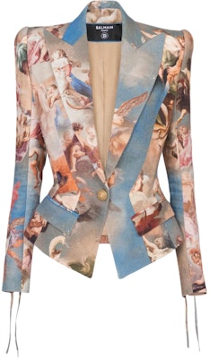 (W) BALMAIN SS23 長袖單扣印花西裝外套 AF0SE008-HB18-SBI Buy (W) BALMAIN SS23 長袖單扣印花西裝外套 AF0SE008-HB18-SBI