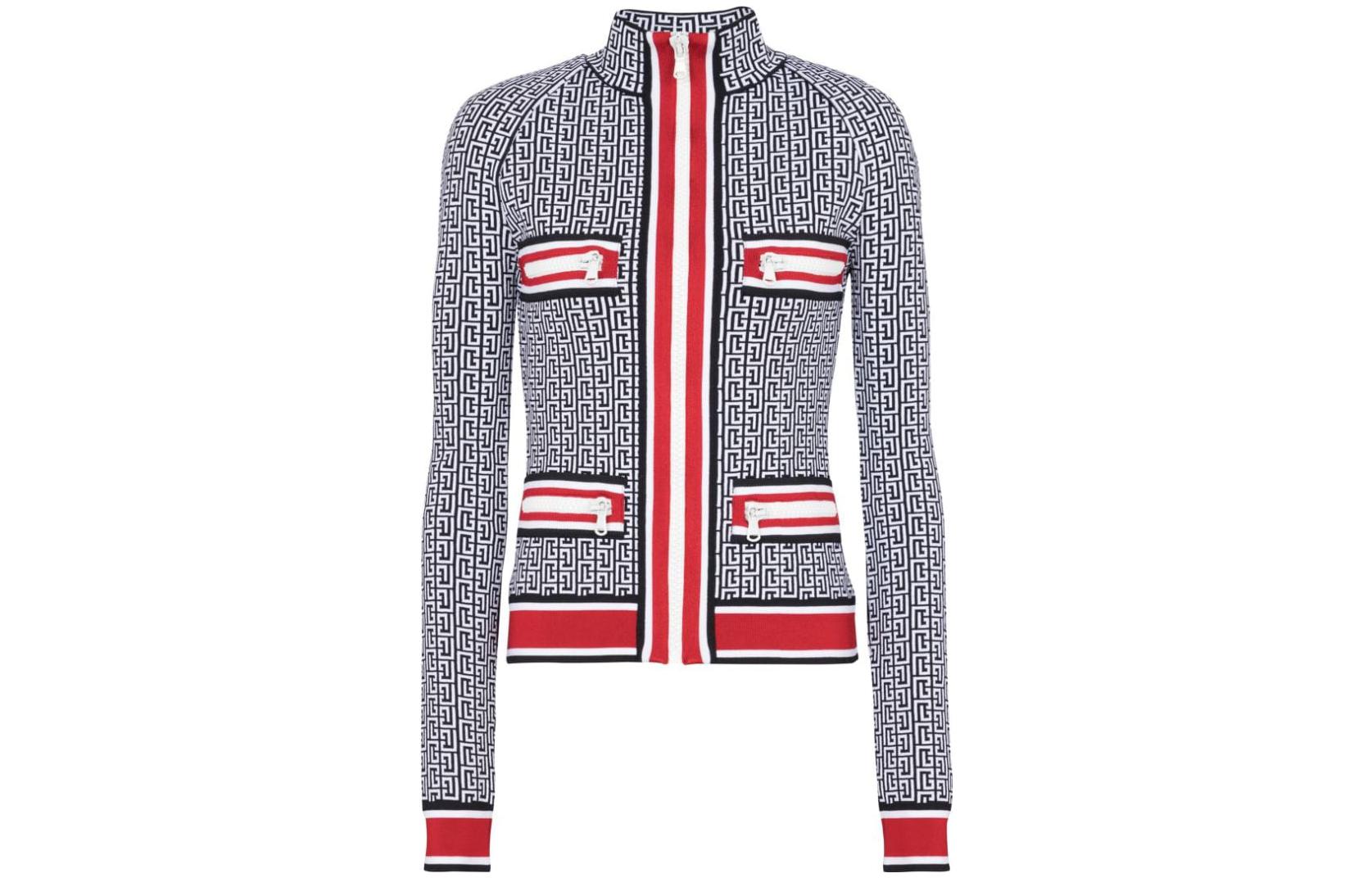 (Women) Balmain SS23 Striped Knit Zip Cardigan Black BF1SK028KE89-EJC