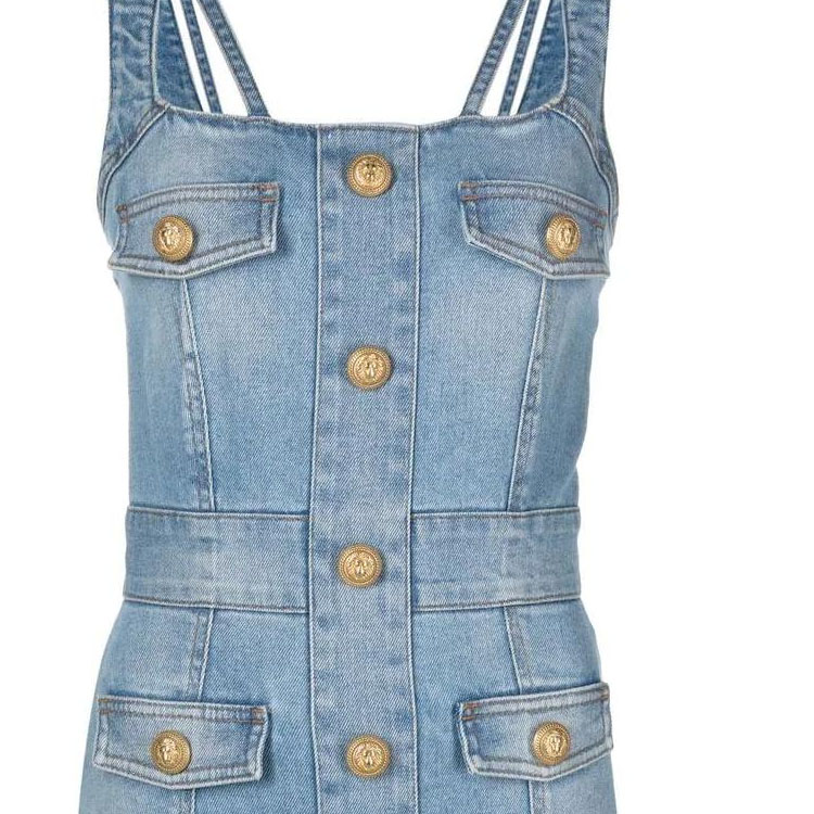 Details for (W) 巴尔曼 SS23 水洗牛仔无袖连衣裙 女款 蓝色 AF1R2127DC99-6FF