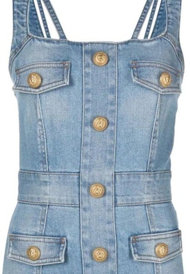 (W) 巴尔曼 SS23 水洗牛仔无袖连衣裙 女款 蓝色 AF1R2127DC99-6FF Details for (W) 巴尔曼 SS23 水洗牛仔无袖连衣裙 女款 蓝色 AF1R2127DC99-6FF