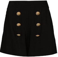 (Women) BALMAIN SS24 Black High-Waisted Embossed Double-Breasted Shorts CF1PA235-VE17-0PA (Women) BALMAIN SS24 Black High-Waisted Embossed Double-Breasted Shorts CF1PA235-VE17-0PA