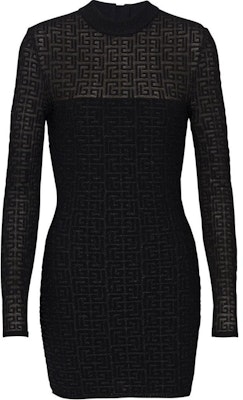 (W) BALMAIN SS24 Mini Dress Lengan Panjang Hitam dengan Corak Logo Maze. DF1R8029-KG96-EAC Buy (W) BALMAIN SS24 Mini Dress Lengan Panjang Hitam dengan Corak Logo Maze. DF1R8029-KG96-EAC
