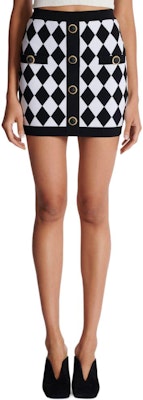 (W) 巴尔曼 SS24 黑色中腰钻石纹针织休闲裙 DF1LB292-KG66 Shop (W) 巴尔曼 SS24 黑色中腰钻石纹针织休闲裙 DF1LB292-KG66