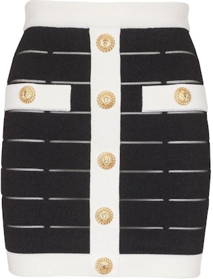 (W) 巴尔曼 SS24 黑色条纹纽扣镂空休闲半身裙 DF1LB017-KG59-EAB Buy (W) 巴尔曼 SS24 黑色条纹纽扣镂空休闲半身裙 DF1LB017-KG59-EAB