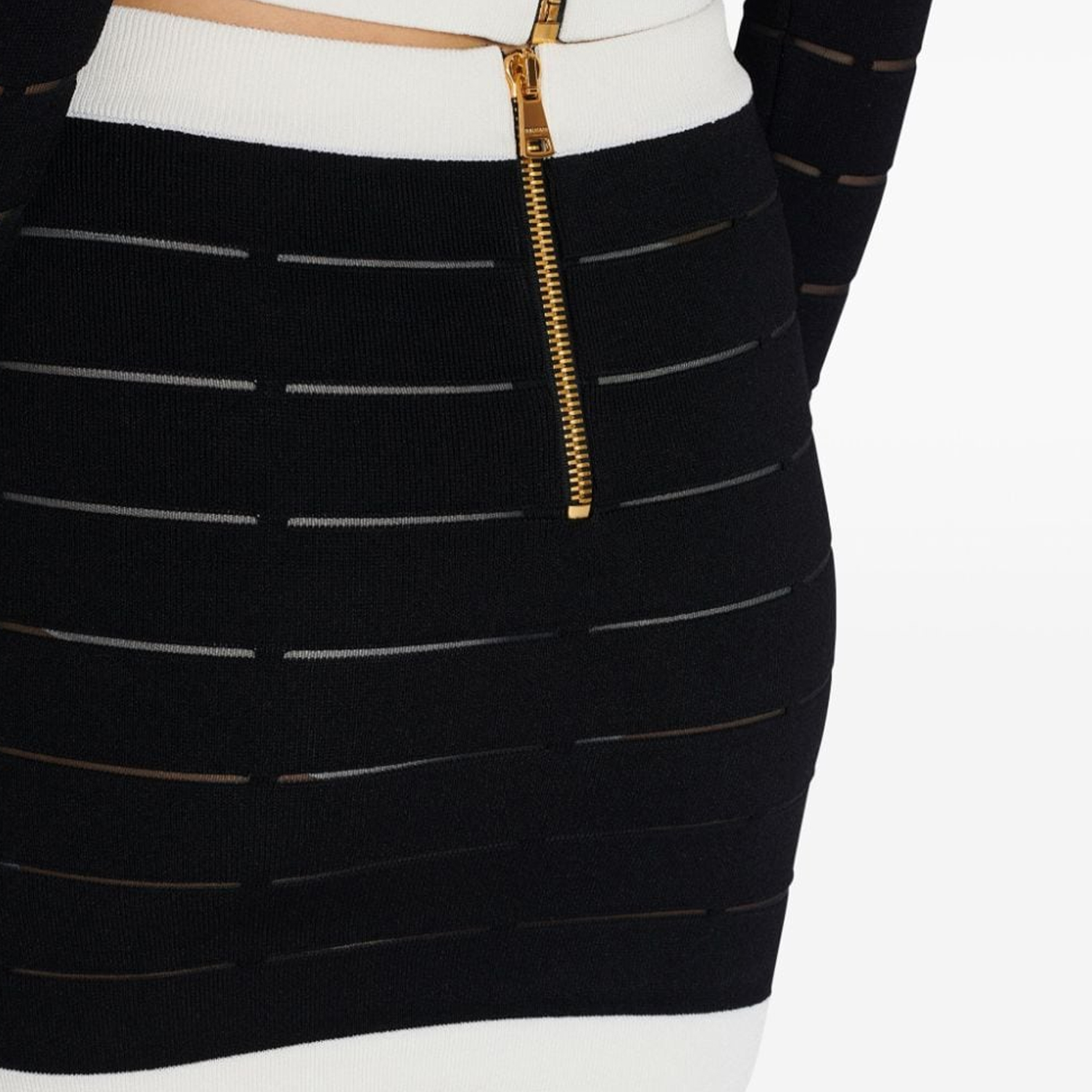 Cheap (W) 巴尔曼 SS24 黑色条纹纽扣镂空休闲半身裙 DF1LB017-KG59-EAB