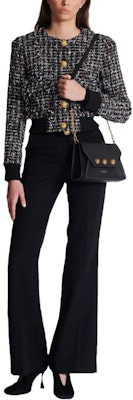 (W) 巴尔曼 SS24 黑色粗花呢罗纹短款长袖外套. DF1TH265-XJ24-EAH Lookbook (W) 巴尔曼 SS24 黑色粗花呢罗纹短款长袖外套. DF1TH265-XJ24-EAH