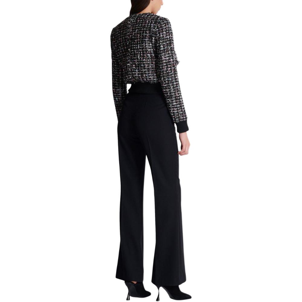 Shop (W) 巴尔曼 SS24 黑色粗花呢罗纹短款长袖外套. DF1TH265-XJ24-EAH