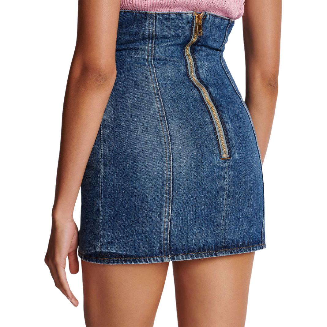 Details for (W) BALMAIN SS24 藍色單排扣修身牛仔裙 CF0LB029-DE32-6FF