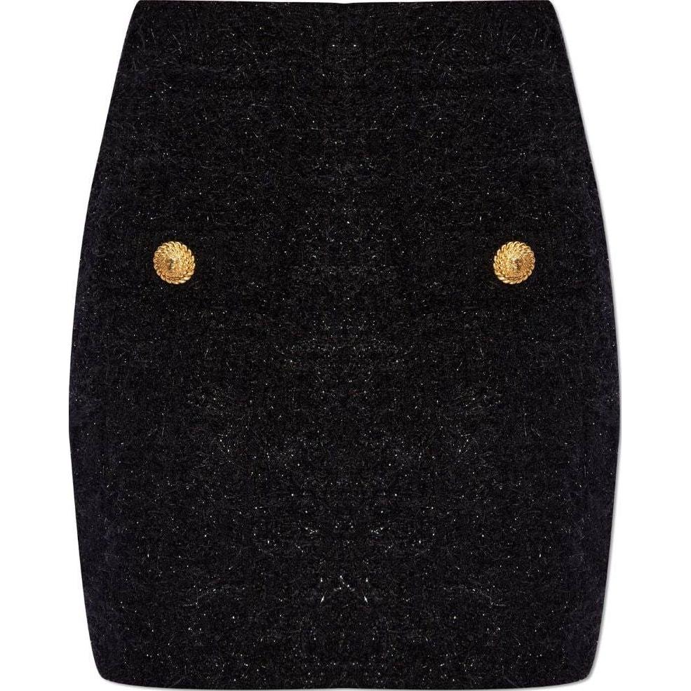 (Women) BALMAIN SS24  High-Waisted Zip-Up Casual Mini Skirt Black DF1LB015-KG43-0PA