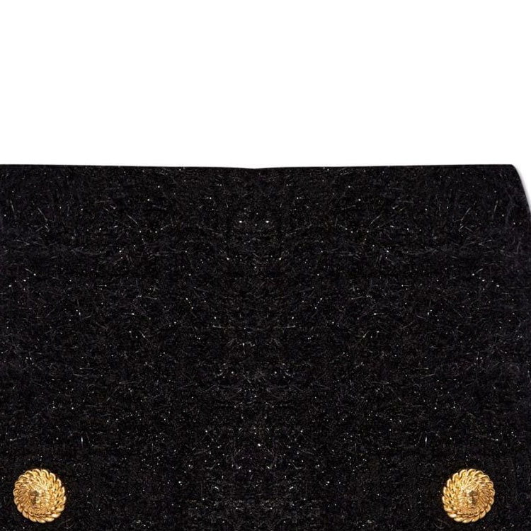 Sizing (W) 巴尔曼SS24高腰拉链休闲黑色迷你裙 DF1LB015-KG43-0PA