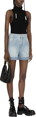 (W) BALMAIN SS24 淺藍色寬版字母扣牛仔短褲 CF1MA100-DD27-6FF Lookbook (W) BALMAIN SS24 淺藍色寬版字母扣牛仔短褲 CF1MA100-DD27-6FF