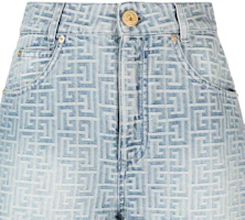 Details for (W) BALMAIN SS24 淺藍色寬版字母扣牛仔短褲 CF1MA100-DD27-6FF