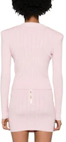 Shop (W) BALMAIN SS24 淡粉色修身V領長袖針織開衫 DF1KL007-KB07-4CO