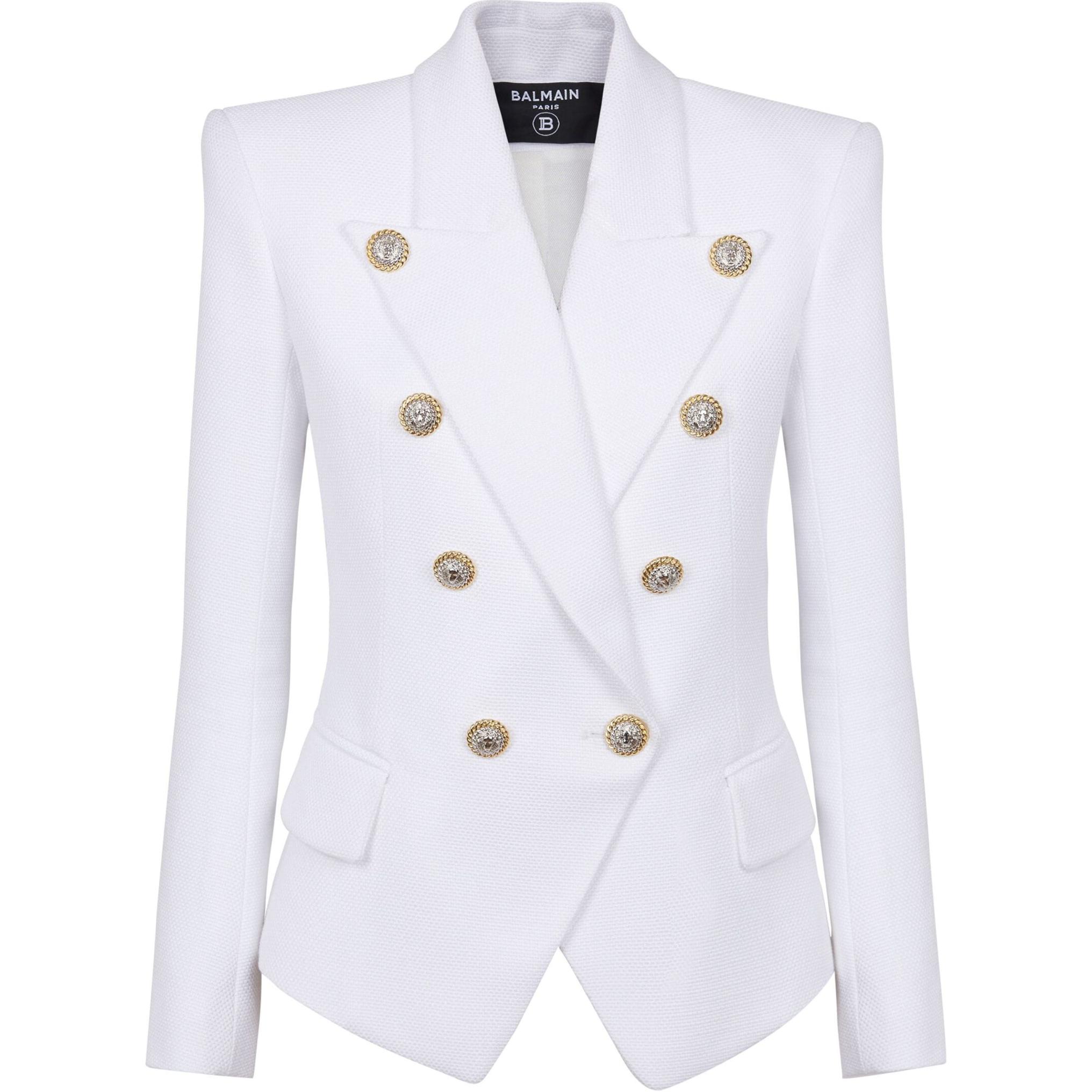 Order (W) 巴尔曼 SS24 白色双排扣长袖西装外套 DF1SI505-VF21-0FB