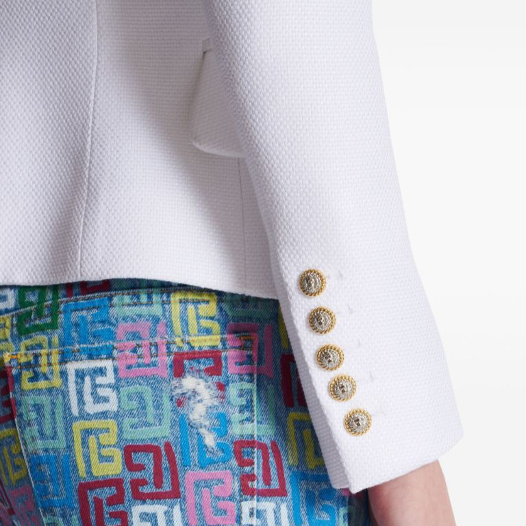 Cheap (W) 巴尔曼 SS24 白色双排扣长袖西装外套 DF1SI505-VF21-0FB