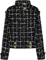 (Women) Balmain SS24 Black Tweed Turtleneck Slim Fit Short Jacket CF1TF255-CE64-EBB (Women) Balmain SS24 Black Tweed Turtleneck Slim Fit Short Jacket CF1TF255-CE64-EBB