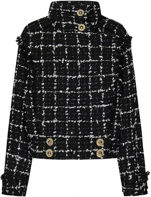 (Women) Balmain SS24 Black Tweed Turtleneck Slim Fit Short Jacket CF1TF255-CE64-EBB Buy (Women) Balmain SS24 Black Tweed Turtleneck Slim Fit Short Jacket CF1TF255-CE64-EBB