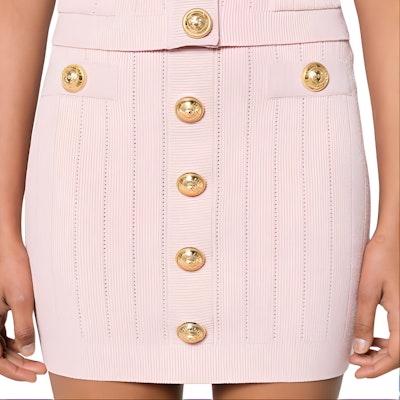 (W) 巴尔曼SS24高腰弹力直筒休闲裙女款浅粉色 DF1LB290-KB07 Details for (W) 巴尔曼SS24高腰弹力直筒休闲裙女款浅粉色 DF1LB290-KB07