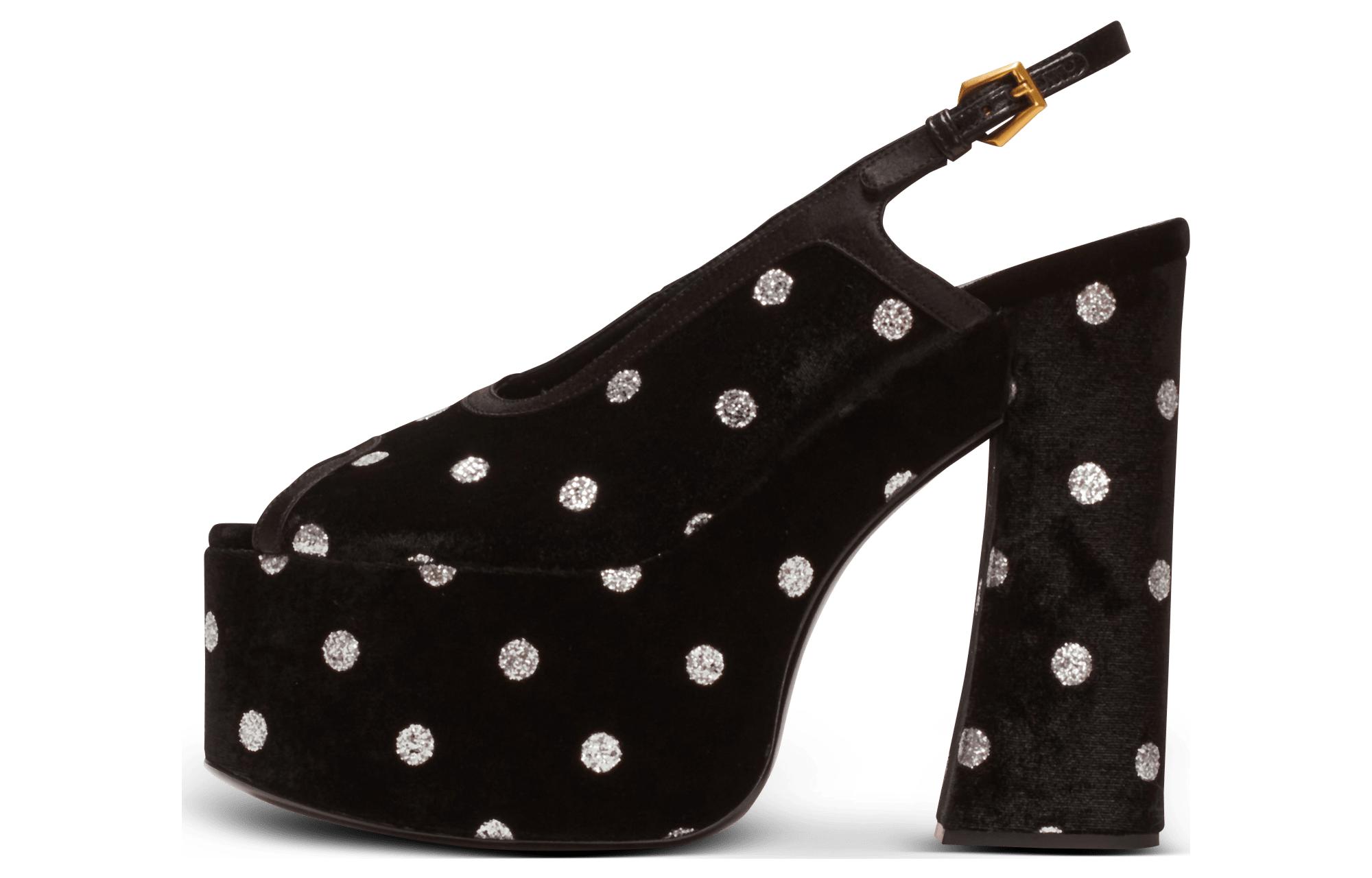 (W) Balmain Suede Round-Toe High Heel Sandals 'Black Ankle-Strap'