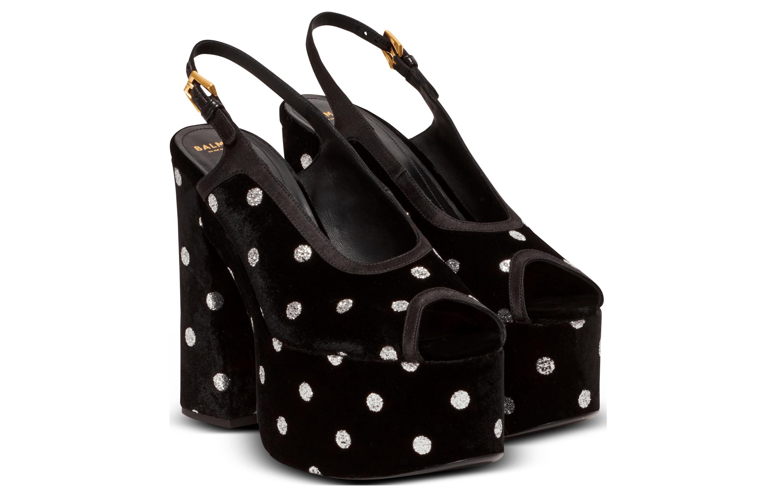 (W) Balmain Suede Round-Toe High Heel Sandals 'Black Ankle-Strap' 圖 3