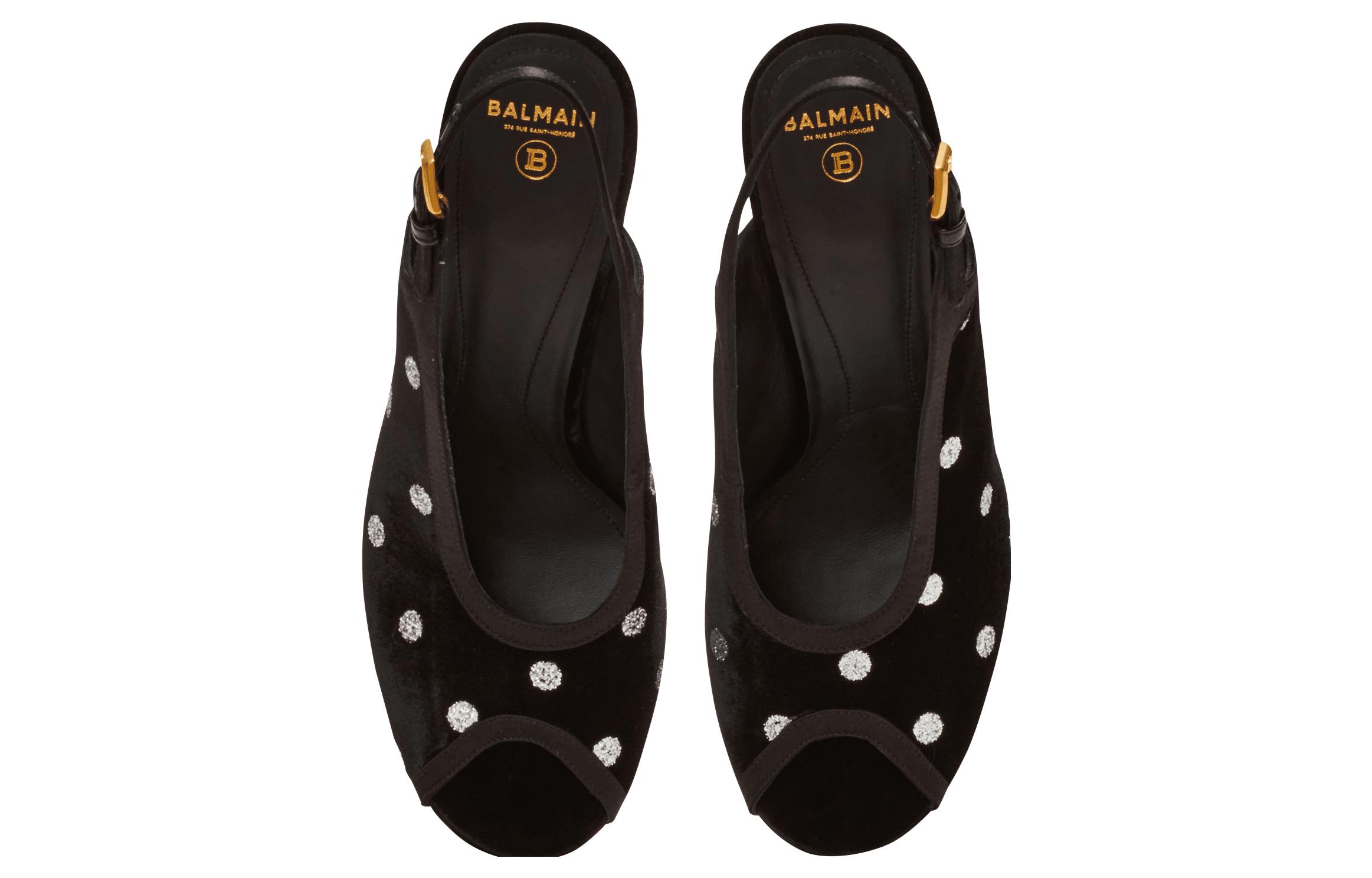 (W) Balmain Suede Round-Toe High Heel Sandals 'Black Ankle-Strap' 圖 4