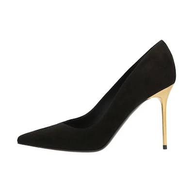 (W) Balmain Suede Slip-On 'Fashion Stiletto Heel Black'