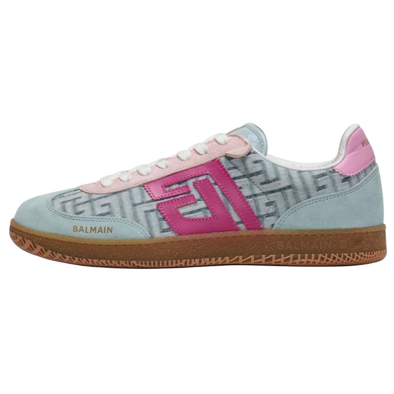 (Women) BALMAIN Swan Blue Denim Leather Casual Sneakers for Women DN1VI735TDSC