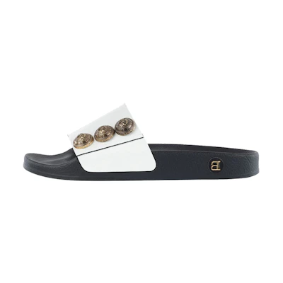 (W) Balmain Symi 'White Fashion Slides'