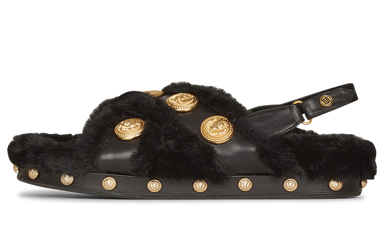 (W) Balmain Tam 'Black Faux Fur Leather'