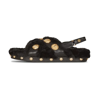 (W) Balmain Tam 'Black Faux Fur Leather'