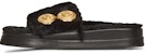 (W) Sandal Rata Balmain Tam 'Bulu Palsu Hitam' YN1UL776TCFB0PA