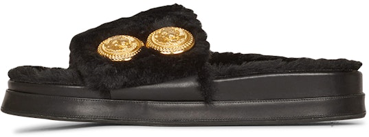 (Women) Balmain Tam Flat Sandal 'Black Faux Fur' YN1UL776TCFB0PA (Women) Balmain Tam Flat Sandal 'Black Faux Fur' YN1UL776TCFB0PA