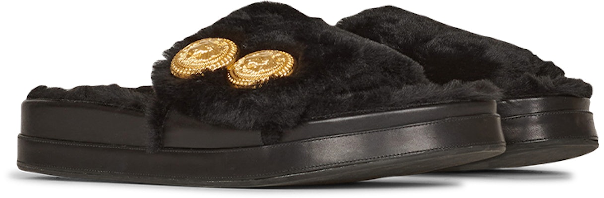 (Women) Balmain Tam Flat Sandal 'Black Faux Fur' YN1UL776TCFB0PA Order (Women) Balmain Tam Flat Sandal 'Black Faux Fur' YN1UL776TCFB0PA