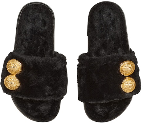 (Women) Balmain Tam Flat Sandal 'Black Faux Fur' YN1UL776TCFB0PA Lookbook (Women) Balmain Tam Flat Sandal 'Black Faux Fur' YN1UL776TCFB0PA