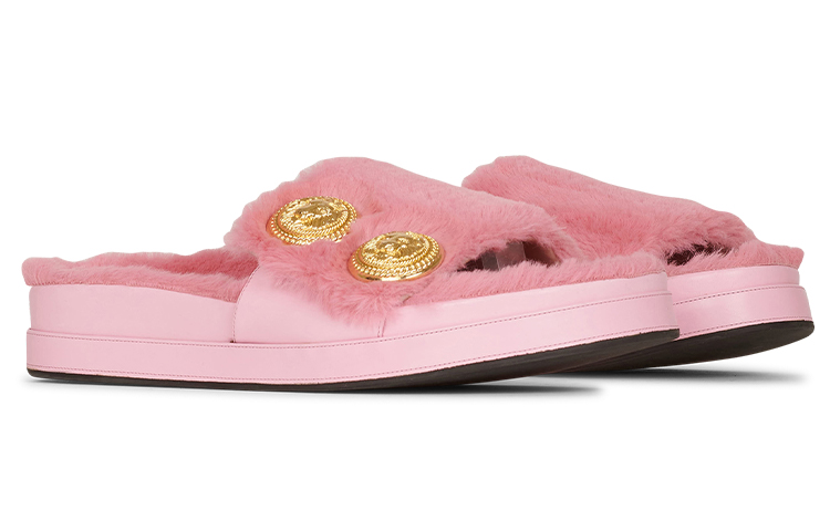 (W) Balmain Tam Flat Sandals 'Pink Faux Fur' 圖 2