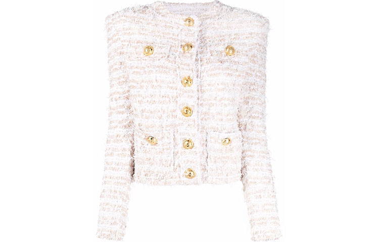 Order (W) 발망 트위드 노카라 자켓 여성 핑크 화이트 XF1SK250KB19-GAD