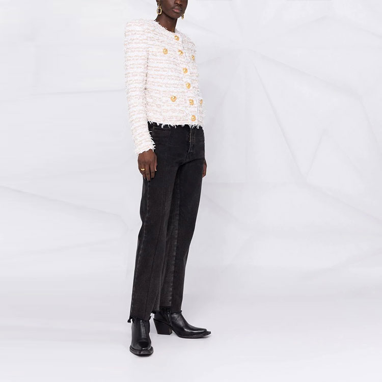 Purchase (W) 발망 트위드 노카라 자켓 여성 핑크 화이트 XF1SK250KB19-GAD