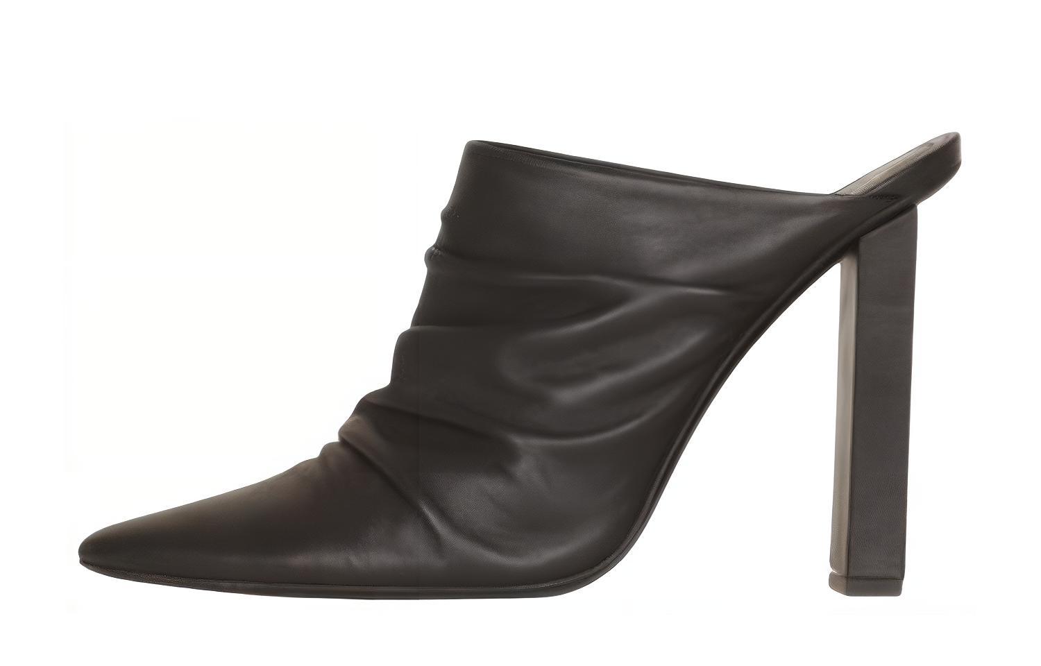 Buy (Women) Balmain Ulla 'Pleated Leather Slide Black' XN1UR735LDVL0PA