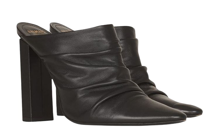 (W) Balmain Ulla 'Pleated Leather Slide Black' 圖 3