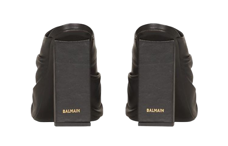 (W) Balmain Ulla 'Pleated Leather Slide Black' 圖 4