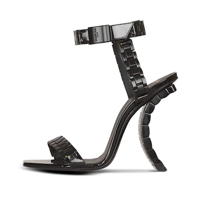 (W) Balmain Ultima 'Black Patent Leather Sandals'