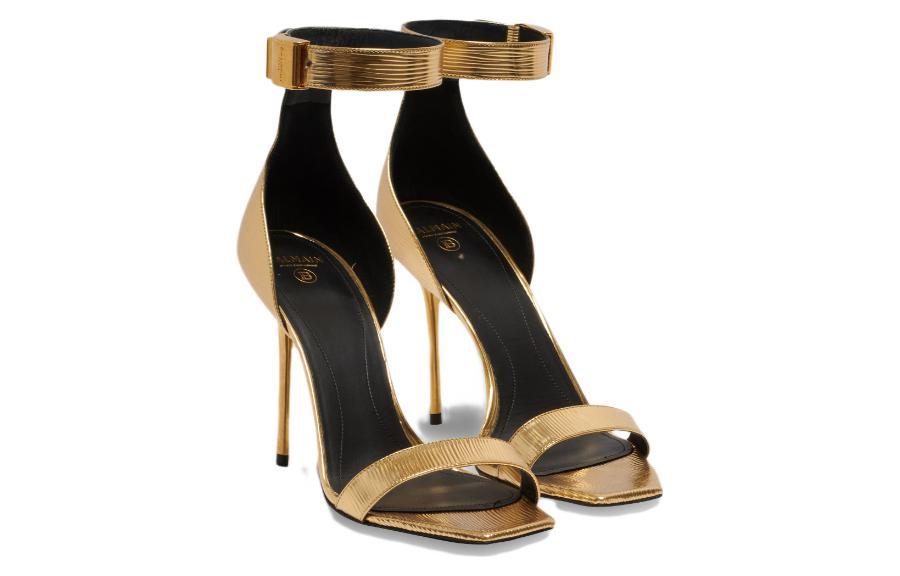 Order 巴爾曼BALMAIN Uma 牛皮 搭扣細高跟 時尚涼鞋 女款 金色