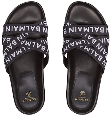 (Women) Balmain Union Logo Flat Sandal 'Black' XN0UR748TWBAEAB Lookbook (Women) Balmain Union Logo Flat Sandal 'Black' XN0UR748TWBAEAB