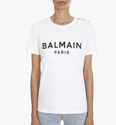 (W) バルマン 白Tシャツ ブラックロゴ クルーネック 半袖. VF11350-B001-GAB Sizing (W) バルマン 白Tシャツ ブラックロゴ クルーネック 半袖. VF11350-B001-GAB