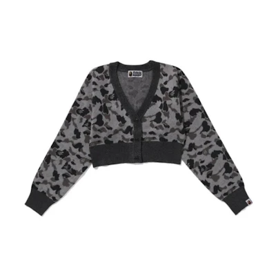 (Women) BAPE All-Over Print Button-Up Knitted Cardigan - Long Sleeve Short Style. 1J80-220-004
