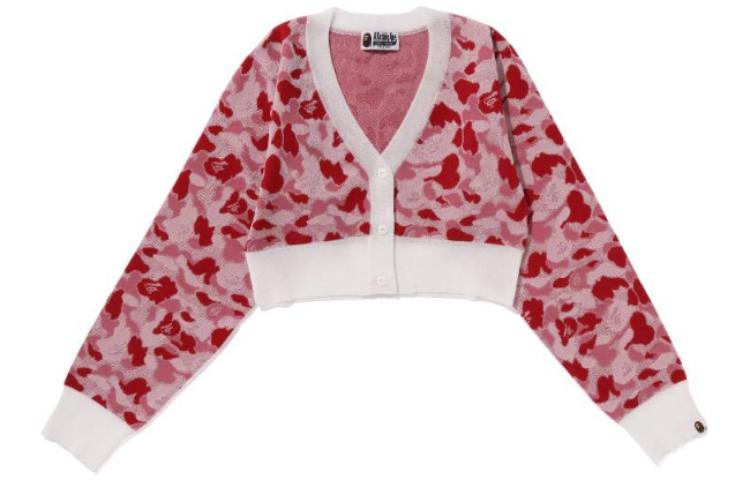 Order (W) BAPE 올오버 프린트 니트 버튼업 롱슬리브 숏스타일 가디건. 1J80-220-004