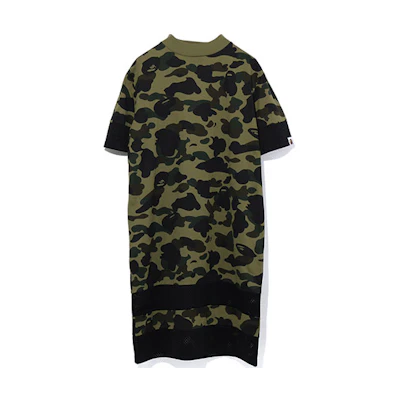 (Women) BAPE Camo Patchwork Mesh Short-Sleeve Midi Dress. 0ZXDSW135501E