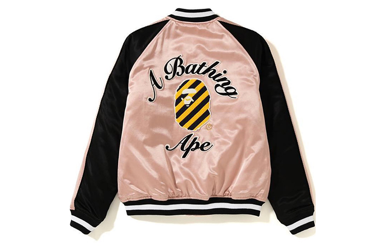 (Women) BAPE  Pink Satin Jacket with Letter Patches and Colorblock Design. 0ZXJKM40503XC 圖 3