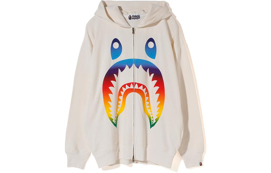 (Women) BAPE  Retro Gradient Shark Print Hoodie Long Sleeve Pullover 0ZXSWW215505E