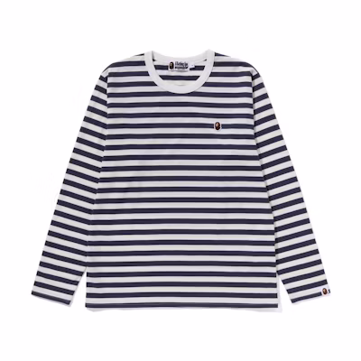 (Women) BAPE Striped Crewneck Pullover Long Sleeve Casual T-Shirt 1J80-211-003